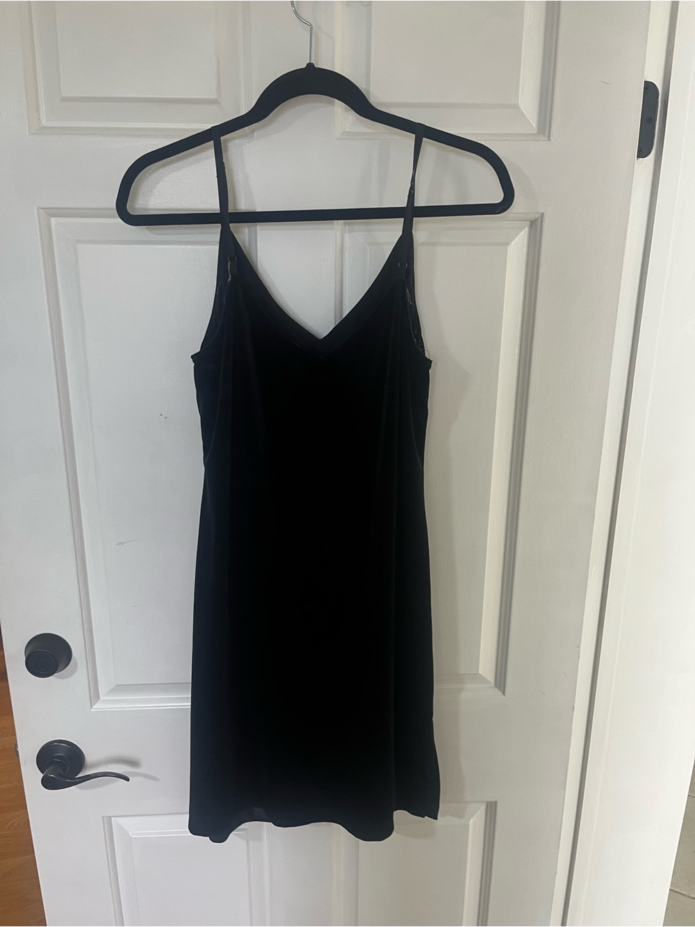 Sanctuary Black Velvet Slip Dress with Spaghetti Straps